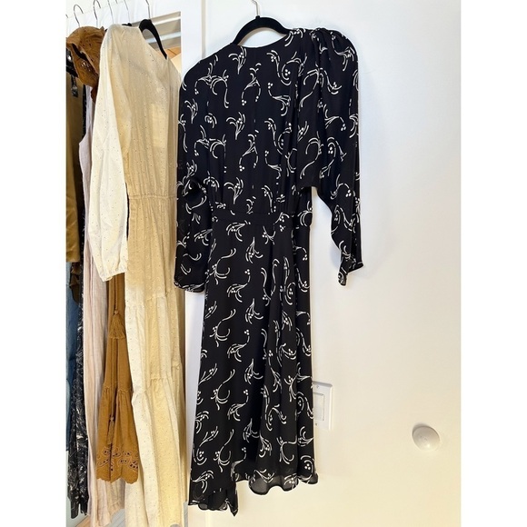 Joie Acantha Asymmetrical Wrap Silk Dress Caviar Size Small S - Picture 3 of 16